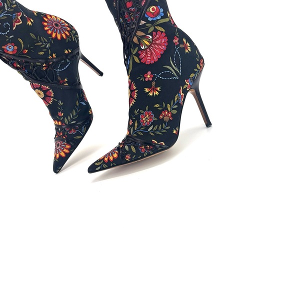 Christian Dior SS 2002 Galliano Floral Print Pointed Toe Stiletto Boots 39.5 - Picture 9 of 11